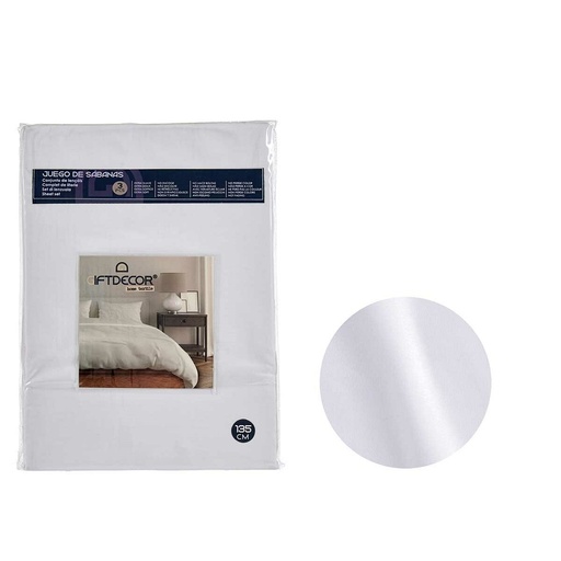 Juego de Sábanas Gift Decor Blanco Gris Cama de 135 3 Piezas