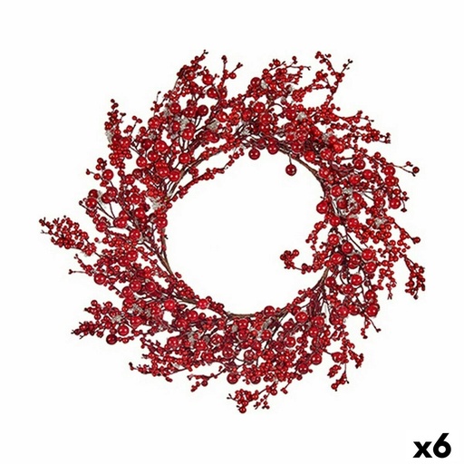 Corona de Navidad Krist+ Rojo Plástico 48 x 10 x 48 cm (6 Unidades)