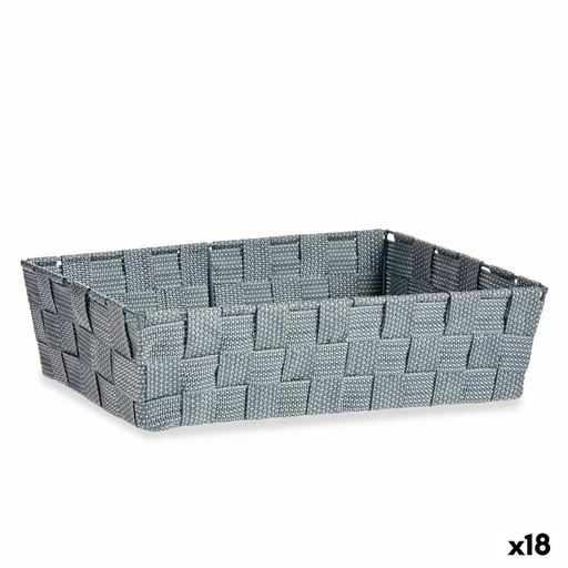 Cesta Multiusos Kipit Gris Poliéster Tela Trenzada 3,8 L (18 Unidades)