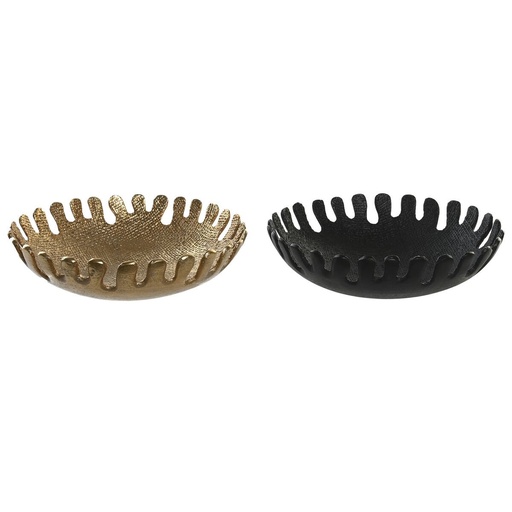 Centro de Mesa DKD Home Decor Negro Dorado Aluminio 32 x 32 x 9 cm (2 Unidades)