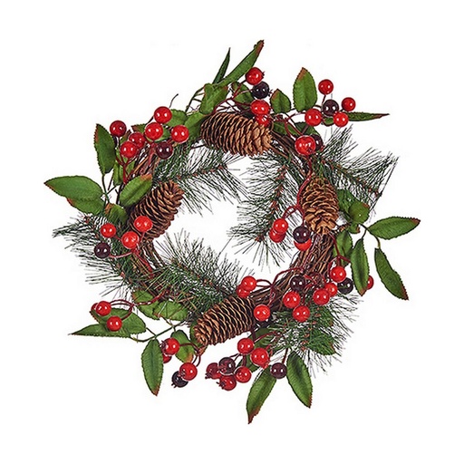 Corona de Navidad Krist+ Marrón Rojo Verde Plástico 30 x 10 x 30 cm