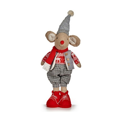 Adorno Navideño Krist+ Blanco Rojo Gris Crema Ratón Navidad 48 cm 16 x 60 x 20 cm