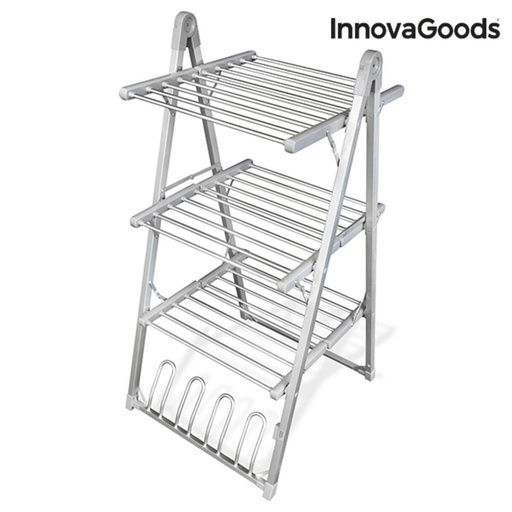 InnovaGoods Tendedero Eléctrico Plegable 30 Barras Calefactadas, 300W, Capacidad 2 pares zapatillas,  Bajo consumo