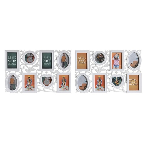 Marco de Fotos DKD Home Decor 8 fotos Cristal Blanco PP (58 x 2 x 37,5 cm) (2 Unidades)