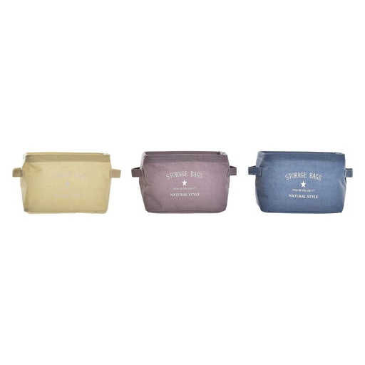 Cesta DKD Home Decor Amarillo Azul Granate Lienzo Moderno 20 x 16 x 15 cm (3 Unidades)