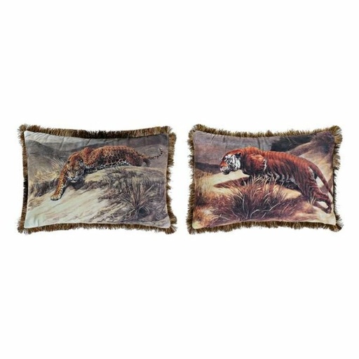 Cojín DKD Home Decor Aluminio Colonial Selva (2 Unidades) (2 Piezas)